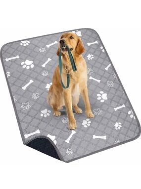 Gray Paw-Print Waterproof Dog Training & Absorbent Mat by